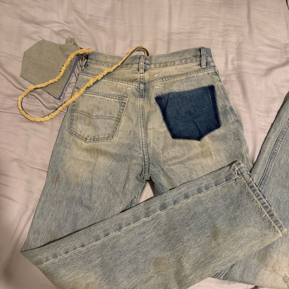 maison margiela mm6 2022ss straight denim jeans with pocket